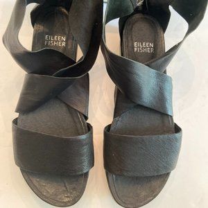 Eileen Fisher Women's Black Sandals Size 5.5 M